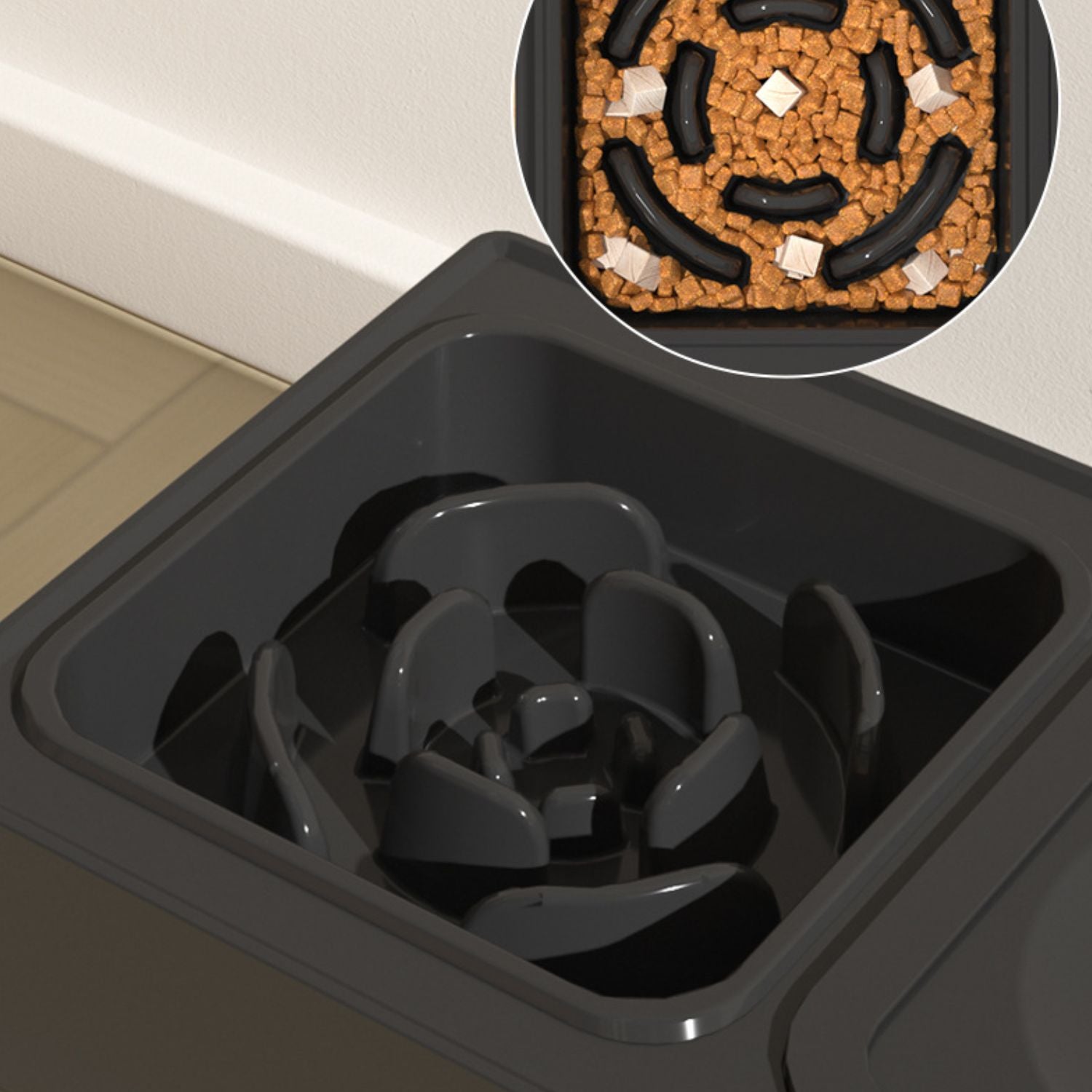 rvs huisdierenbak detail langzaam eten